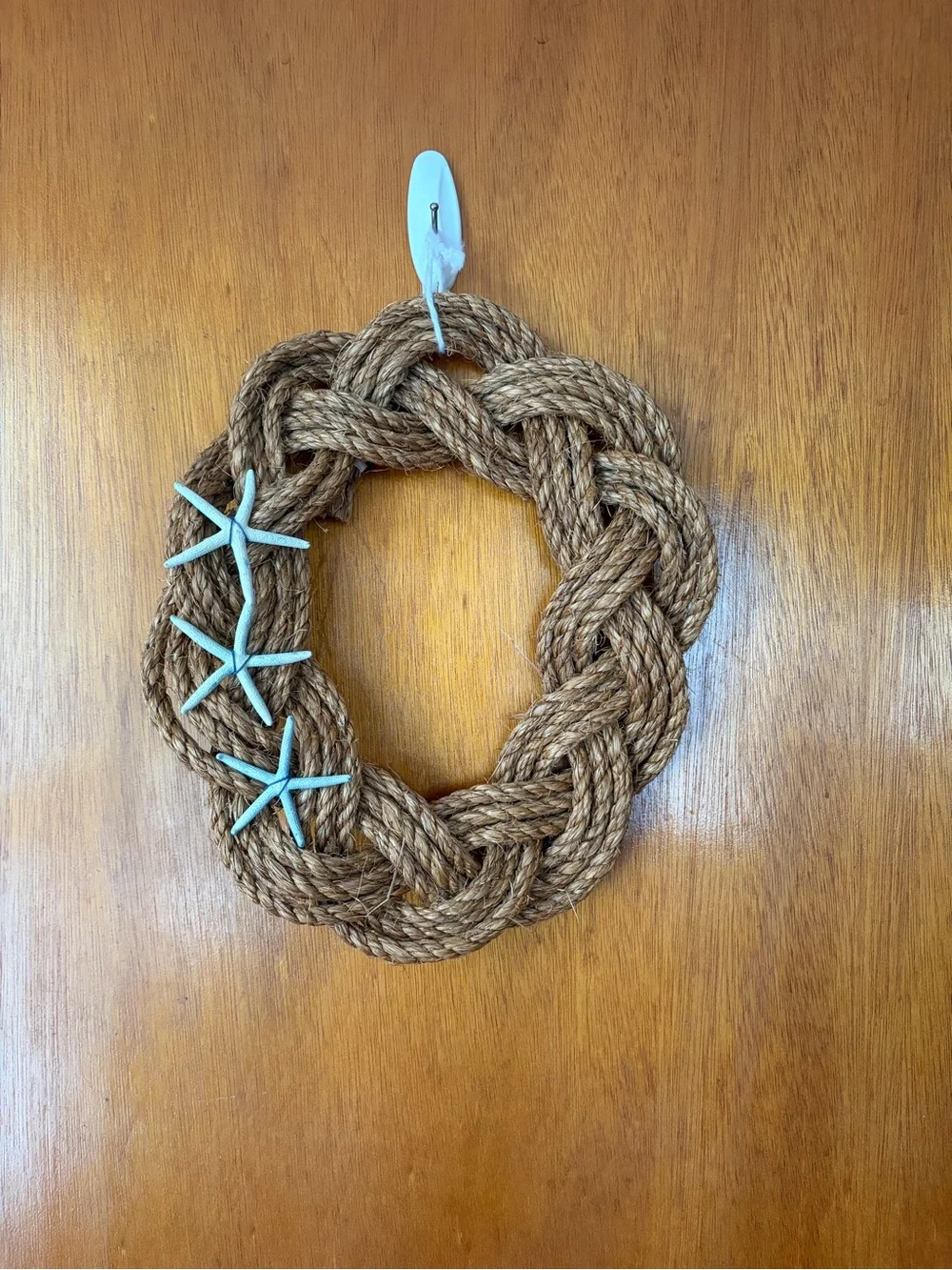 Coastal Braided Rope Wreath with Blue Starfish